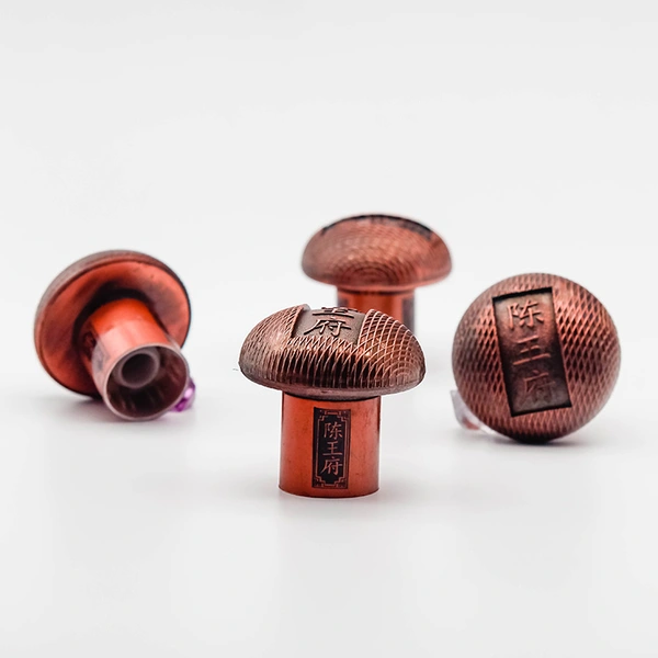 制做半斤蘑菇头白酒瓶盖古铜金色可烫印LOGO拧断式白酒瓶防伪瓶盖