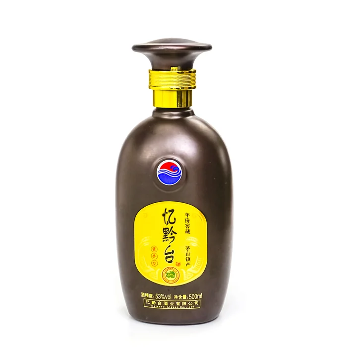 忆黔台年份窖藏黑瓶 500ml深褐色哑光喷涂扁瓶 茅台镇产酱香型白酒