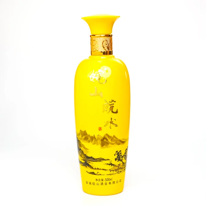 皖山皖水黄色观音瓶 500ml明黄色喷涂山水画 安徽皖山酒业有限公司