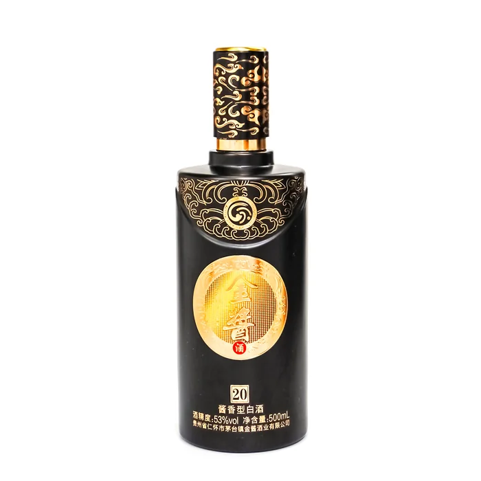 金酱酒20年黑圆柱瓶 500ml黑色光面喷涂金色如意纹 贵州省仁怀市茅台镇金酱酒业