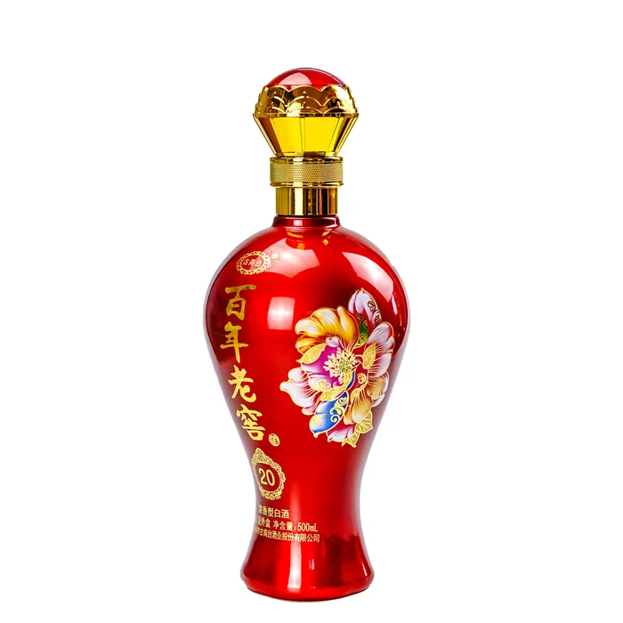 百年老窖20年红花瓶 500ml亮红色喷涂牡丹花浮雕 泸州古商台酒业股份有限公司