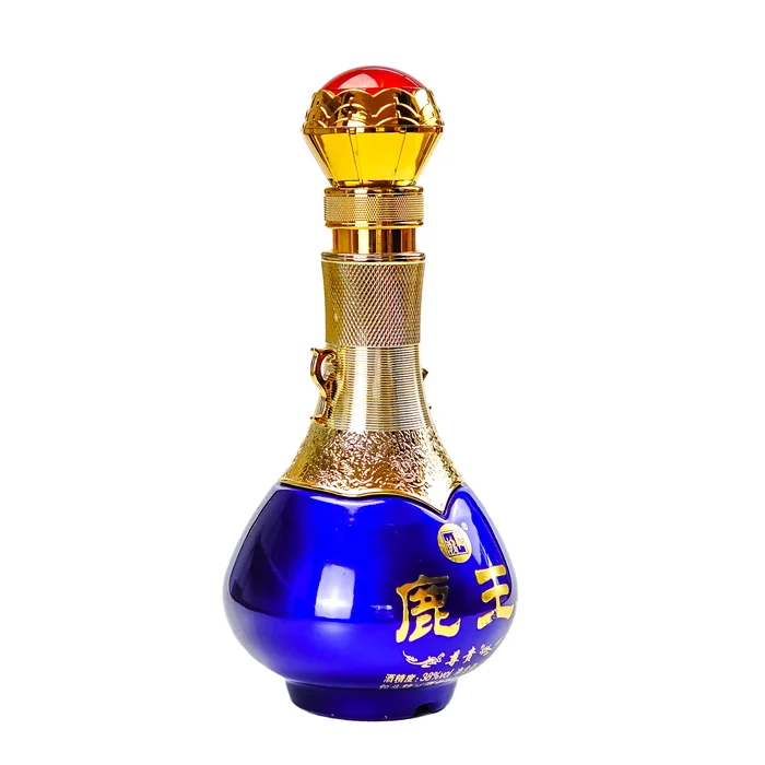 鹿王尊贵一号蓝瓶 500ml宝蓝色水滴形喷涂酒瓶 包头转龙酒业有限责任公司