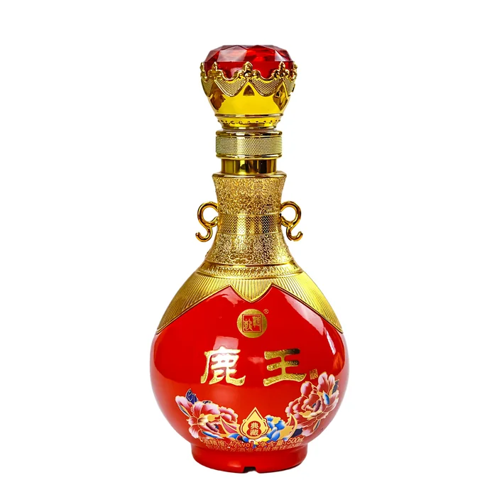 鹿王典藏红色圆坛 500ml红色光面喷涂双耳酒坛 包头转龙酒业经典包装