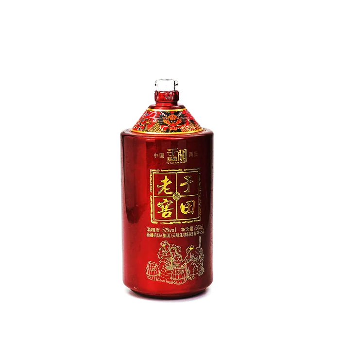 老于窖红金圆瓶 500ml深红色电镀喷涂酒瓶 新疆机场(集团)天缘生物科技